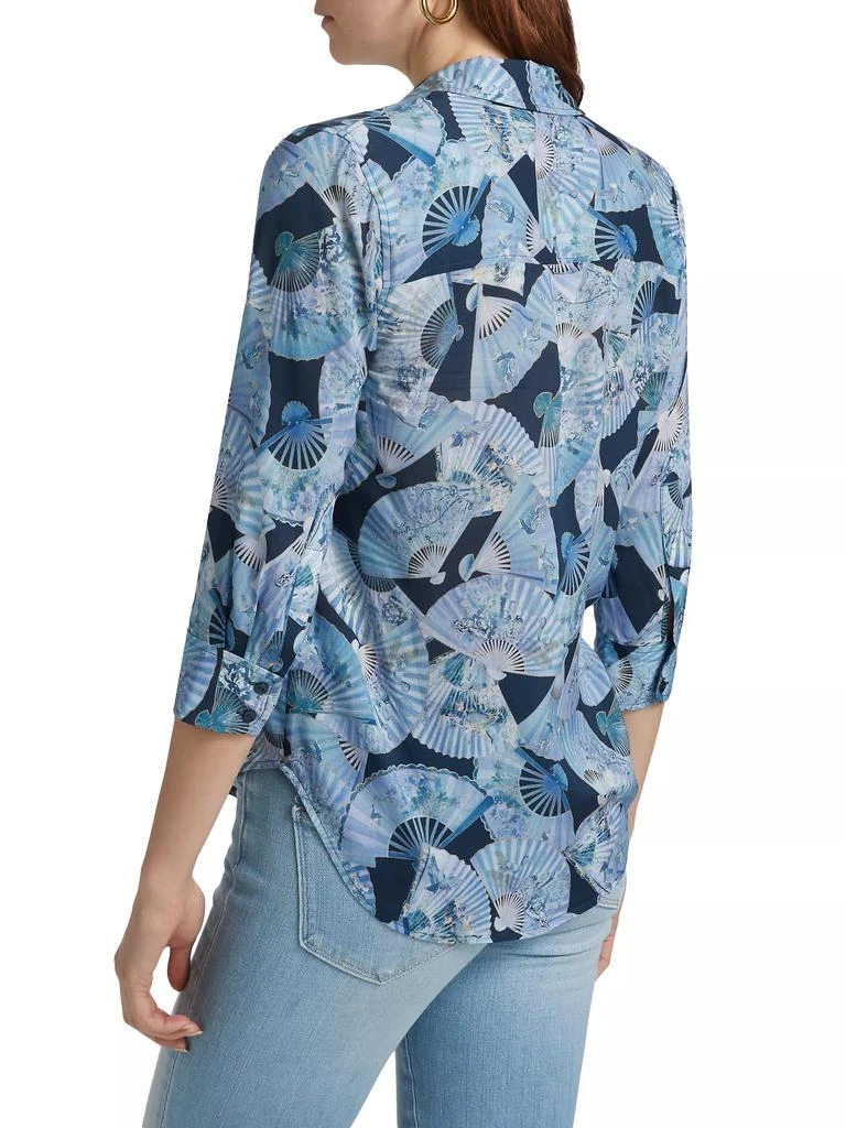 L'Agence Camille Abstract Fan Print Three-Quarter-Length-Sleeve Shirt 5