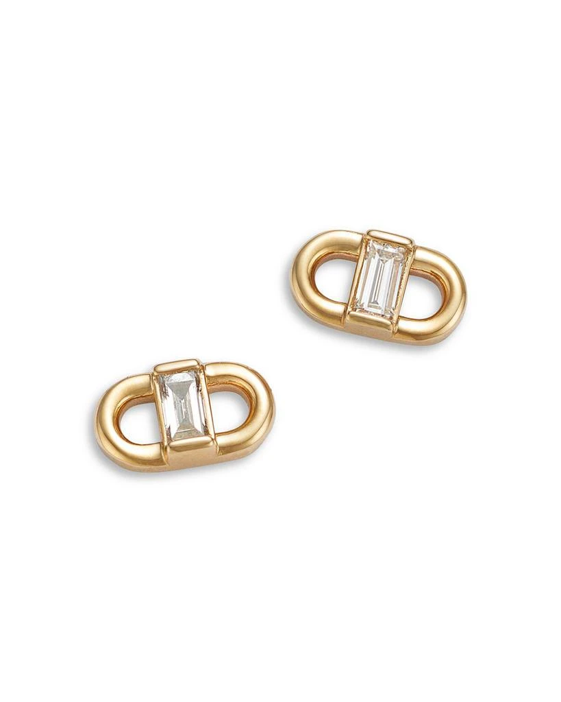 Zoe Chicco 14K Yellow Gold Baguette Diamonds Diamond Solitaire Open Link Stud Earrings, 0.12 tcw 1