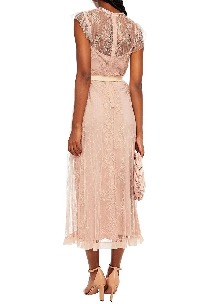 RED Valentino Lace-paneled belted point d'esprit midi dress 3