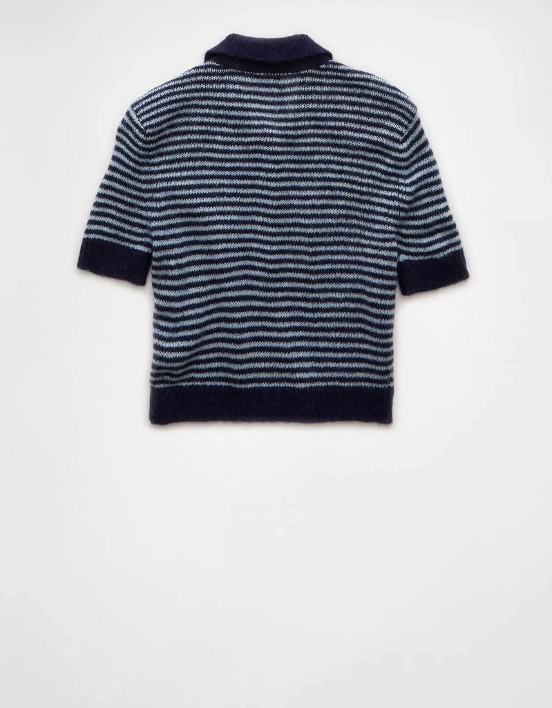 AE AE Striped Button-Up Cropped Sweater Polo Shirt 4