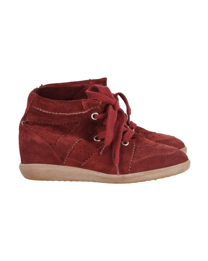 Isabel Marant Bobby High Top Wedge Sneakers in Burgundy Suede 1