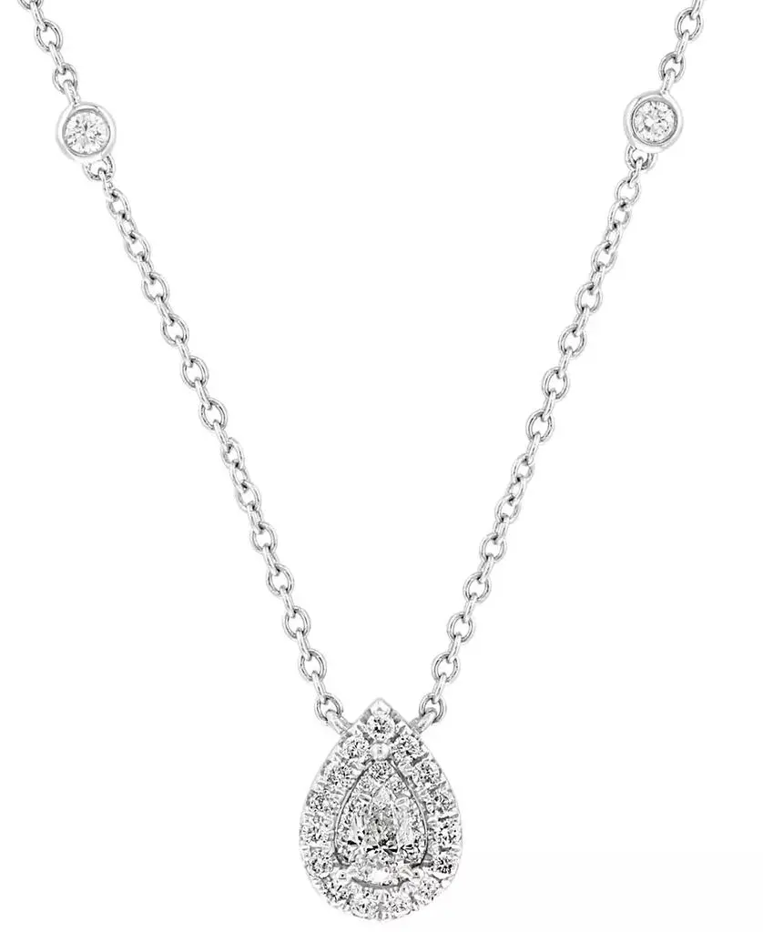 EFFY® Diamond Pear Halo 18" Pendant Necklace (3/8 ct. t.w.) in 14k White Gold