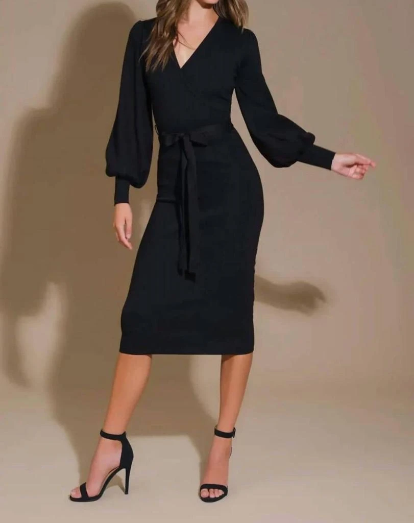 Shop Knit Sweater Wrap Midi Dress In Black on Sale at BeyondStyle  Get 32%  Off Knit Sweater Wrap Midi Dress In Black with Limited-Time Flash Deals,  Exclusive Discounts, and Special Offers.