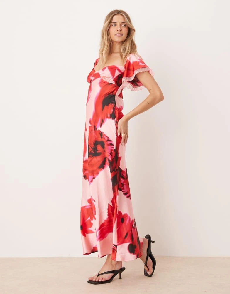 knee length dresses for ladies Black Floral Bardot Midi Dress Draped Off Shoulder Dress main image 0