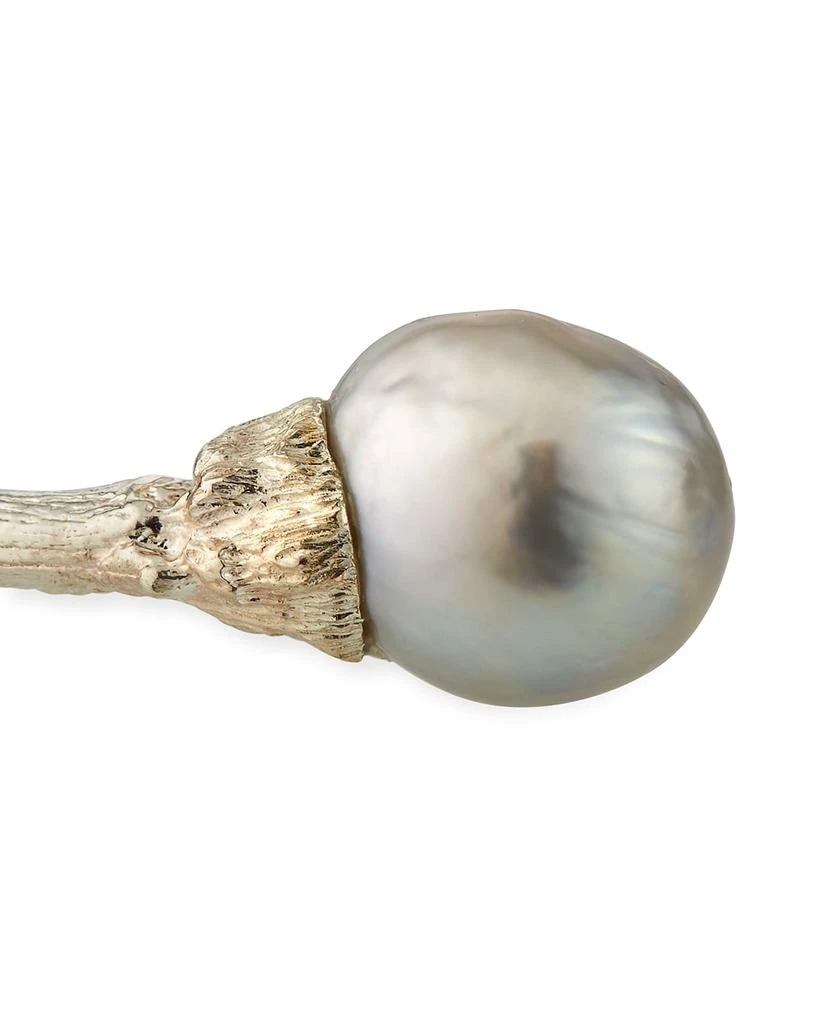 K Brunini Sterling Silver Twig 
14mm Pearl Cuff, Black 5