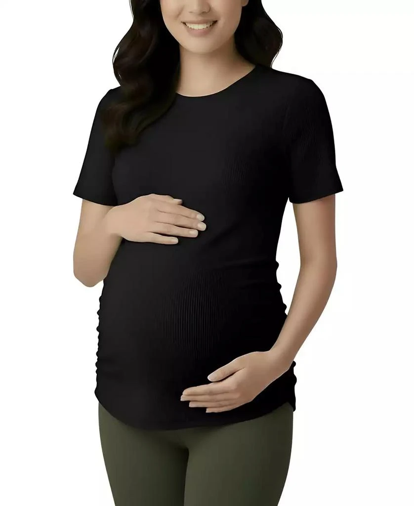 Motherhood Maternity Women
s Women
s Crew Neck Side-Ruched Maternity Short Sleeve Top - Motherhood Maternity