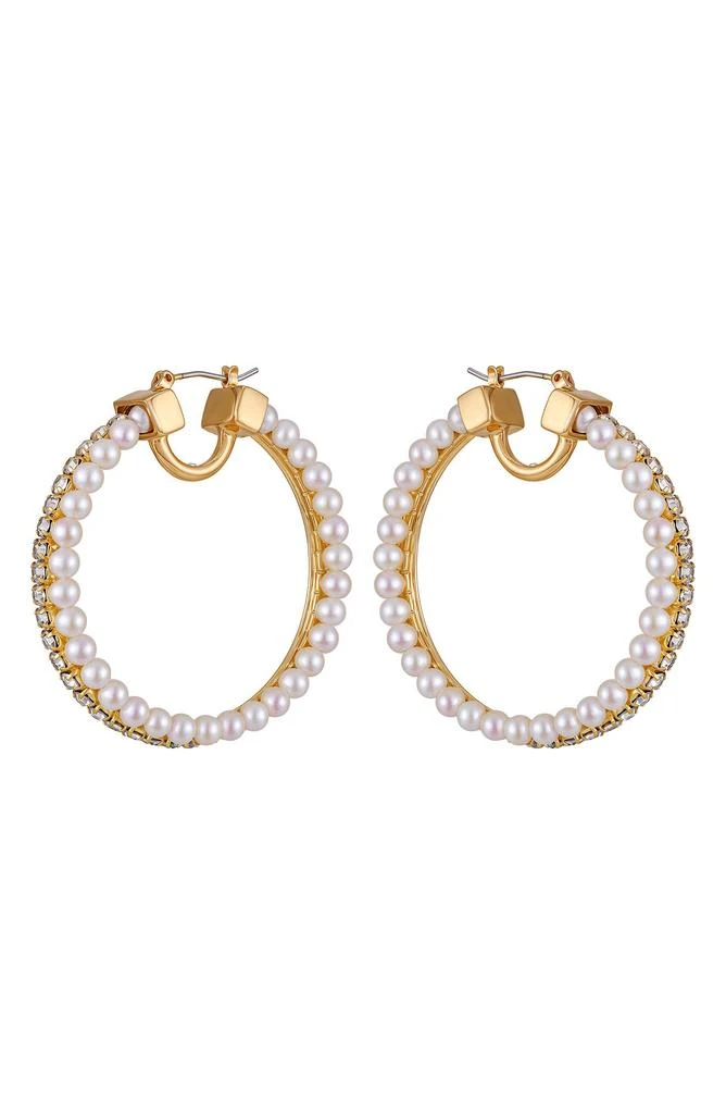 Vince Camuto Pavé Crystal 
Faux Pearl Hoop Earrings