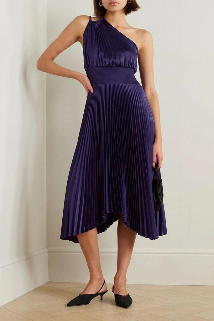 A.L.C. Ruby asymmetric pleated satin midi dress 2