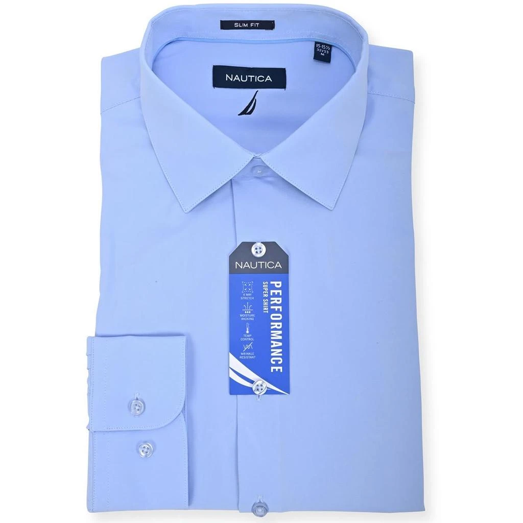 Nautica Mens Solid Polyester Button-Down Shirt 4
