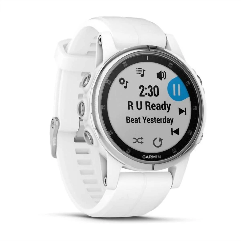 Garmin Fenix 5S Plus Multisport Gps Watch In Sapphire/white 2