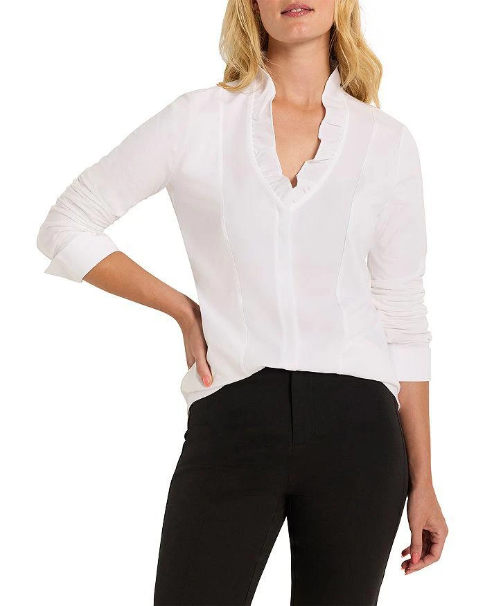 NIC+ZOE Ruffle V Neck Long Sleeve Shirt 1