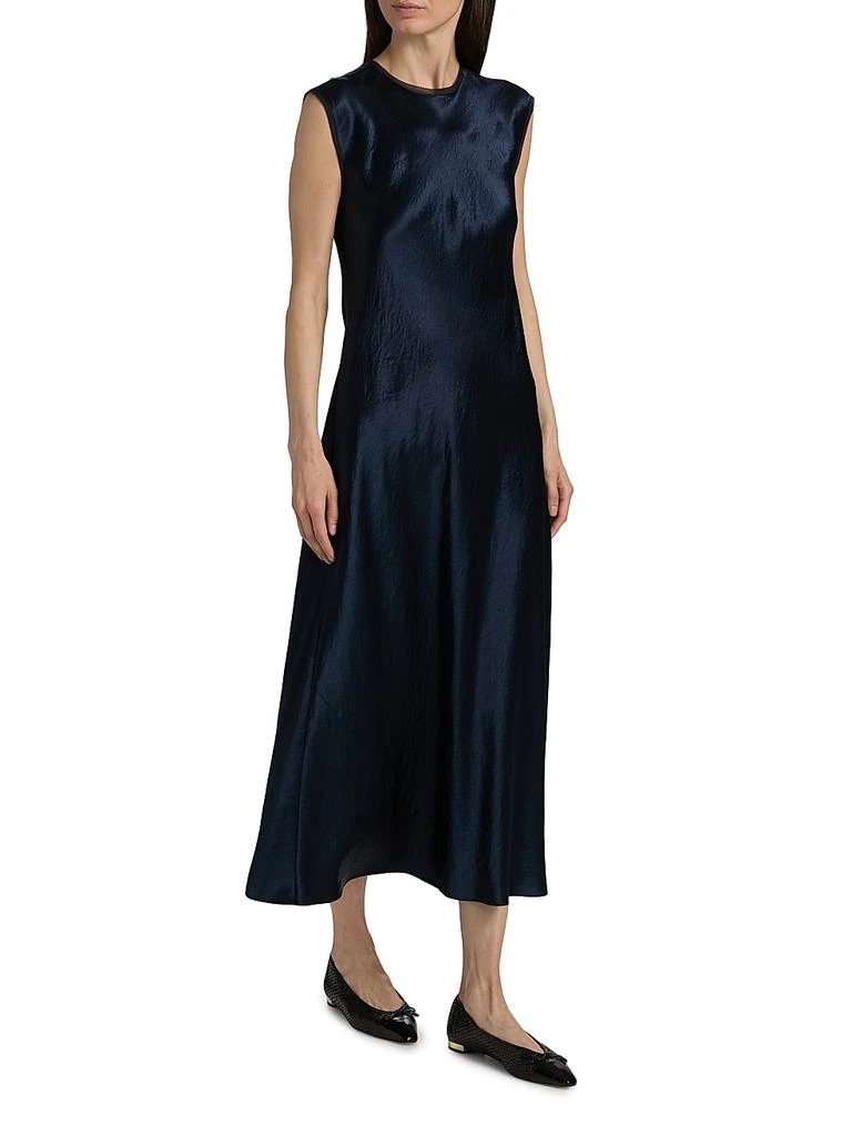 knee length dresses for ladies Vince Eden Leaf-Print Twist-Front Silk Midi Dress, Black, Women's, Xs main image 1