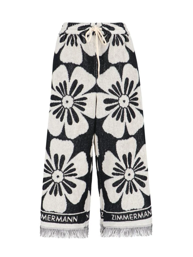 Zimmermann Zimmermann Halliday Logo Intarsia Fringed Hem Towelling Pants 1