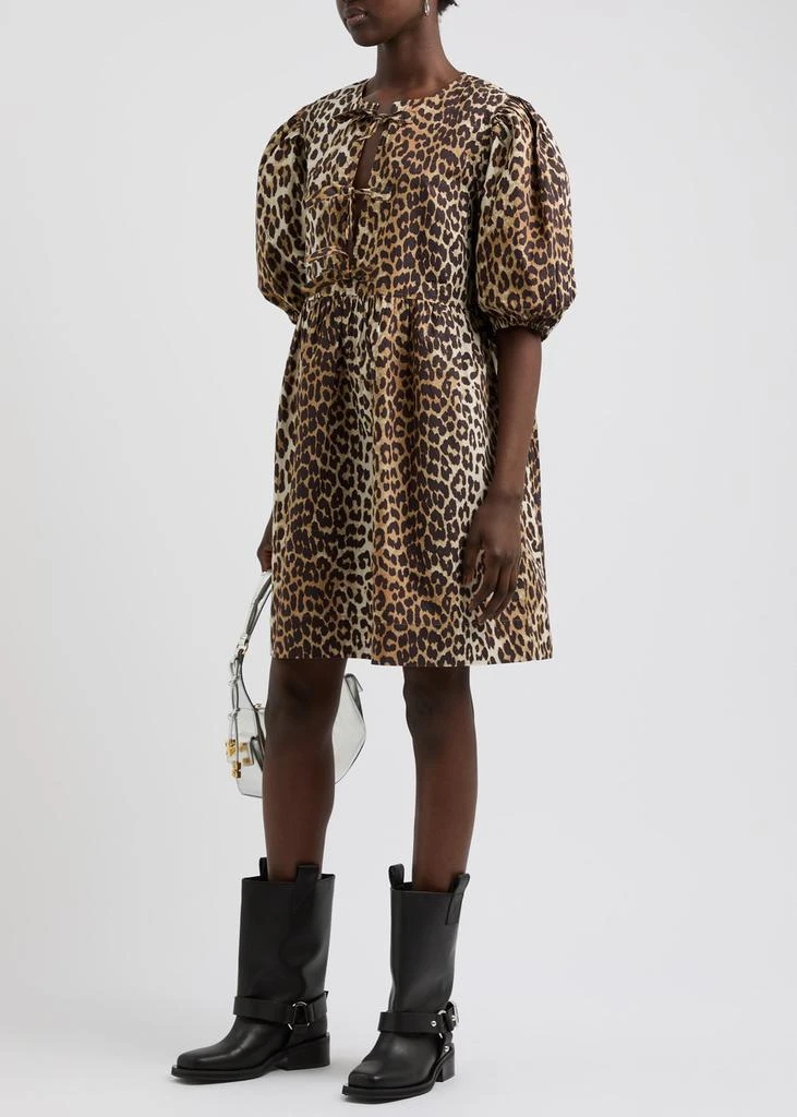 Ganni Leopard-print cotton-poplin mini dress 4