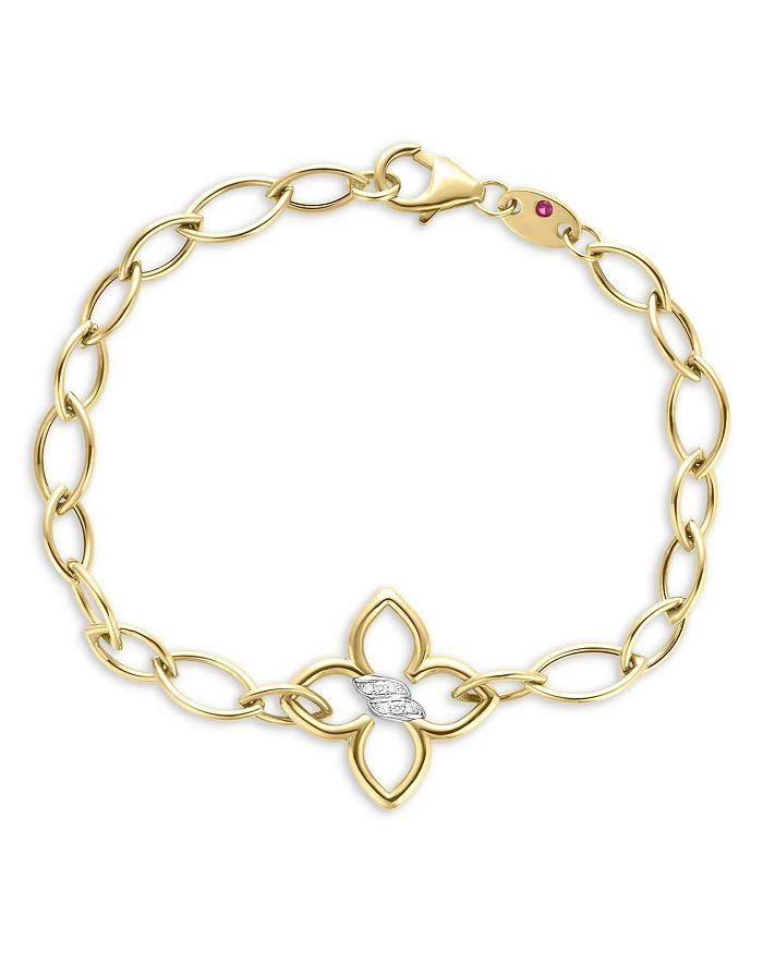 Roberto Coin 18K White
Yellow Gold Cialoma Diamond Flower Oval Link Bracelet