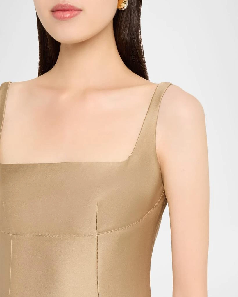 ROLAND MOURET Square-Neck Silk Tea-Length Dress 5