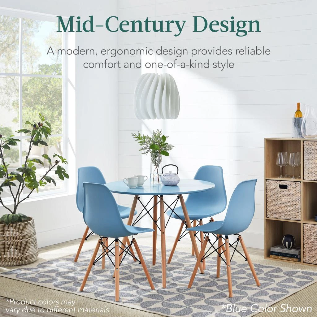 Best Choice Products 5-Piece Compact Mid-Century Modern Dining Set w/ 4 Chairs, Wooden Legs 3