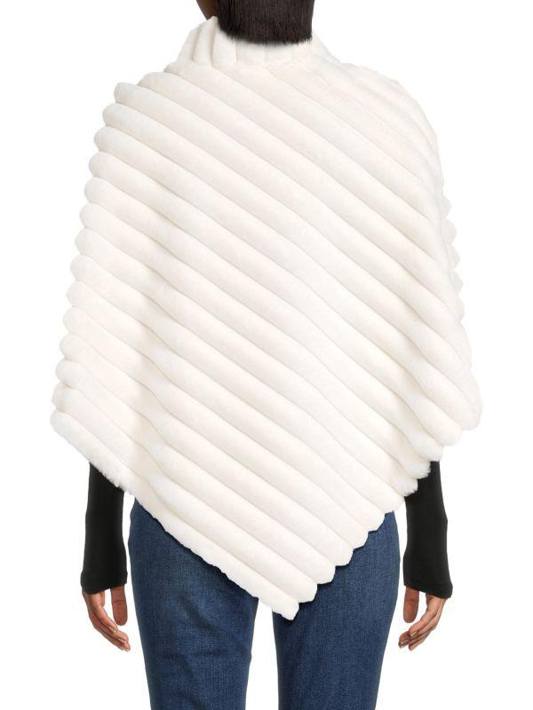 BELLE FARE Quilted Faux Fur Asymmetric Poncho