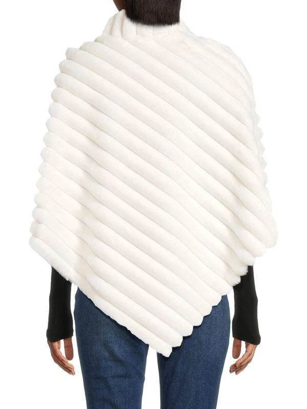 BELLE FARE Quilted Faux Fur Asymmetric Poncho 2