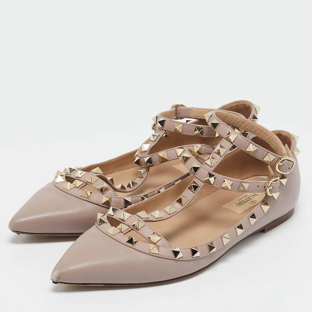 Valentino Valentino Beige Leather Rockstud Cage Ballet Flats Size 38 2