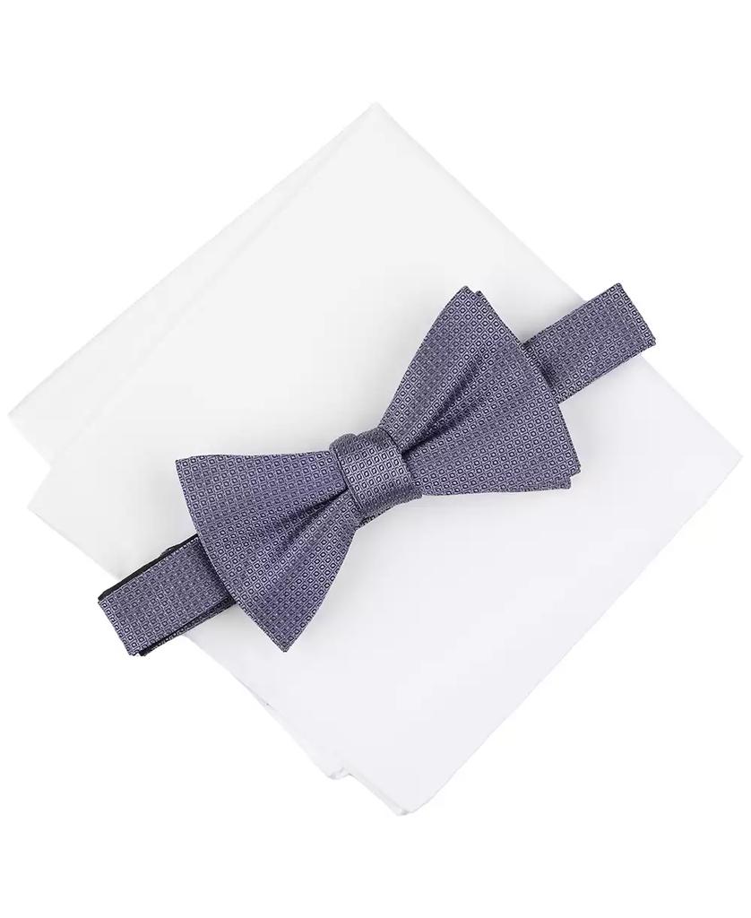 Alfani Men's Mini-Pattern Bow Tie & Solid Pocket Square Set, Exclusively at Macy's