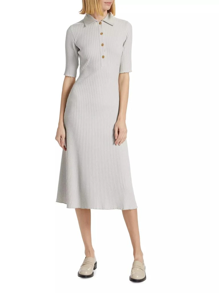 Vince Rib-Knit Polo Midi-Dress 3