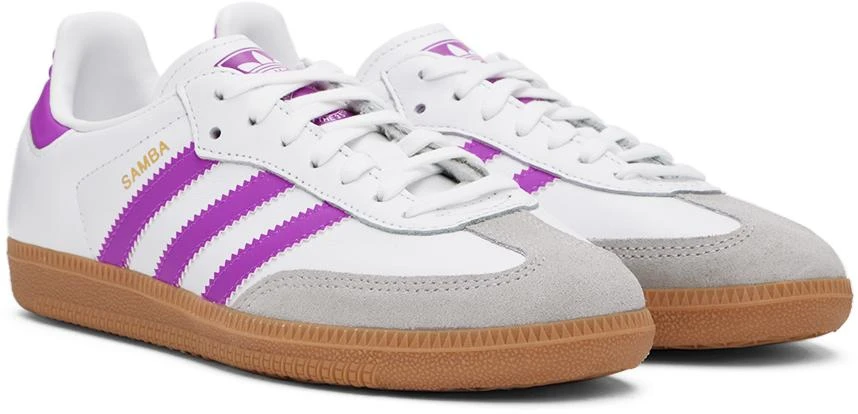Adidas Big Kids White & Purple Samba OG Sneakers 4