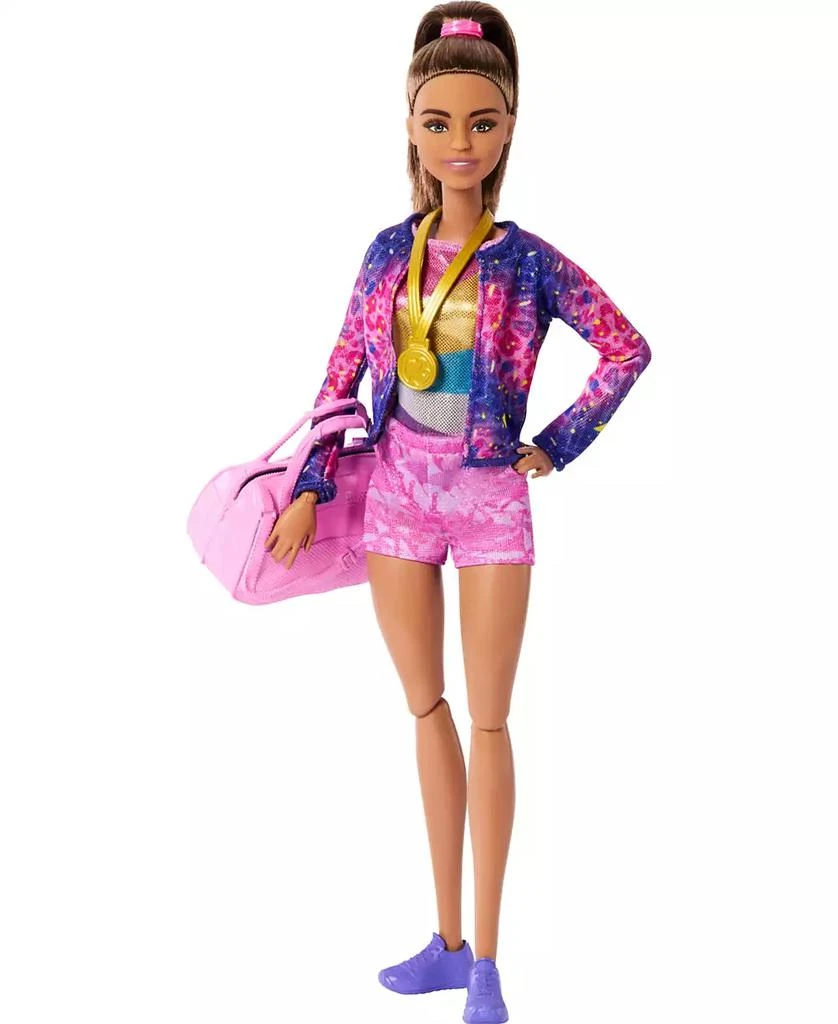 Barbie Gymnastics Play Set with Brunette Fashion Doll, Balance Beam, 10 Plus Accessories and Flip Feature 3