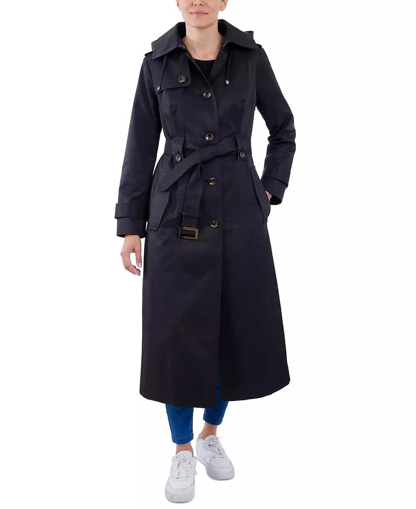 London Fog Women's Hooded Belted Maxi Trench Coat 3