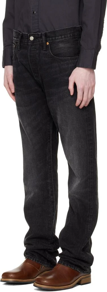 RRL Black Slim Boot Distressed Selvedge Jeans 4