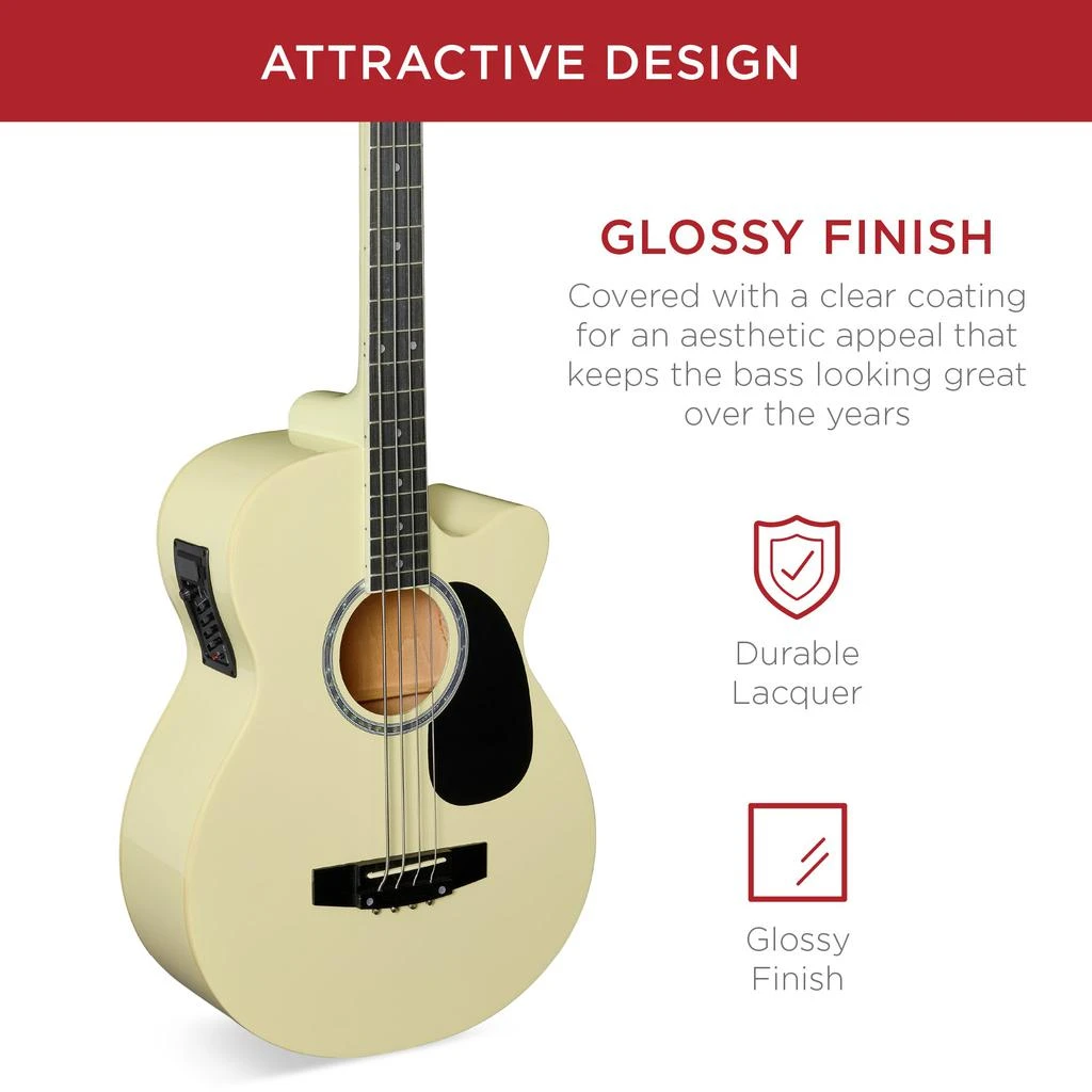 Best Choice Products 22-Fret Full Size Acoustic Electric Bass Guitar w/ 4-Band Equalizer, Truss Rod 4