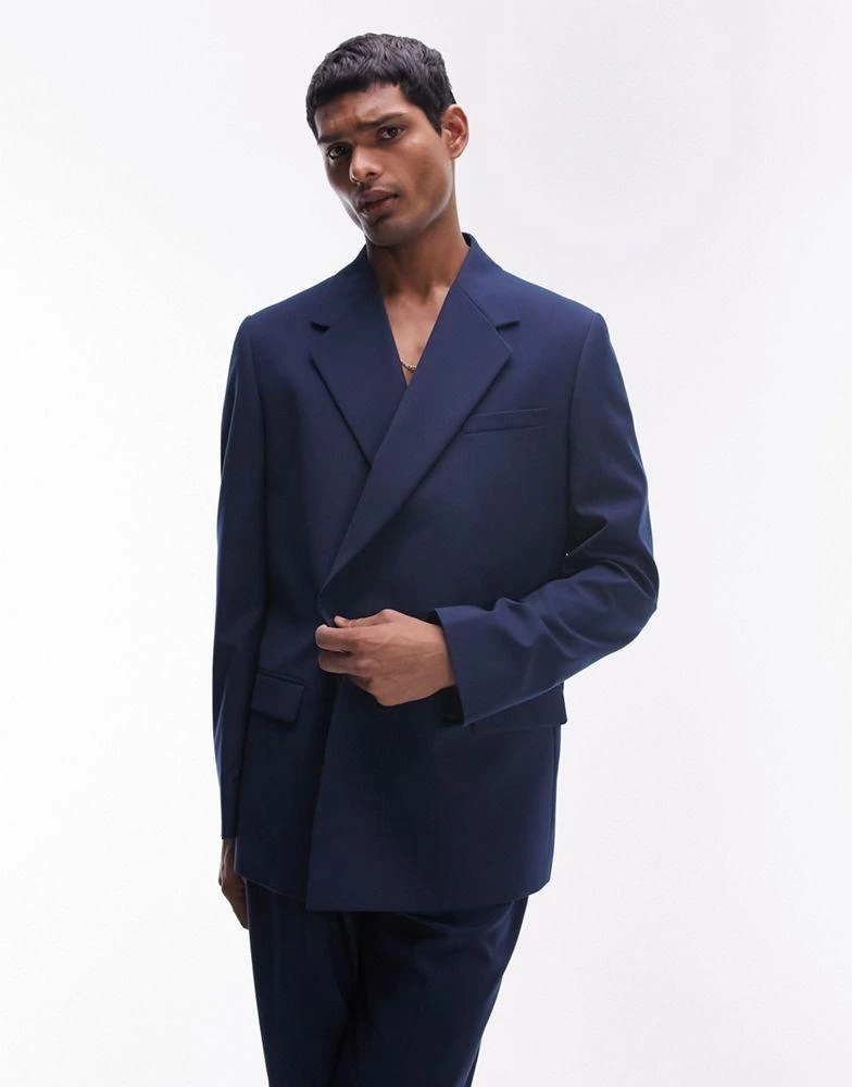 Topman Topman modern fit suit jacket in navy 1