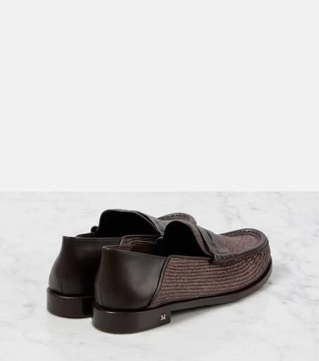 Max Mara Raffia-effect penny loafers 2