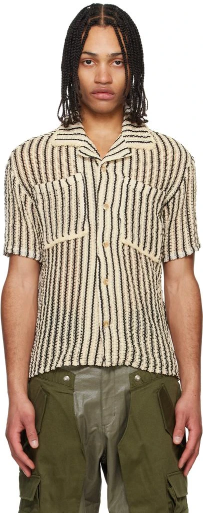 ANDERSSON BELL Off-White & Black Sheer Stripe Knit Shirt 1