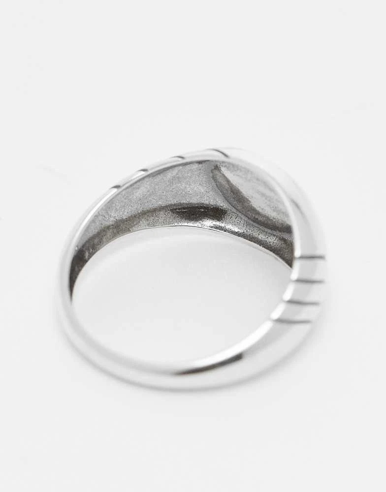 ASOS ASOS DESIGN sterling silver engraved line detail signet ring in silver 3
