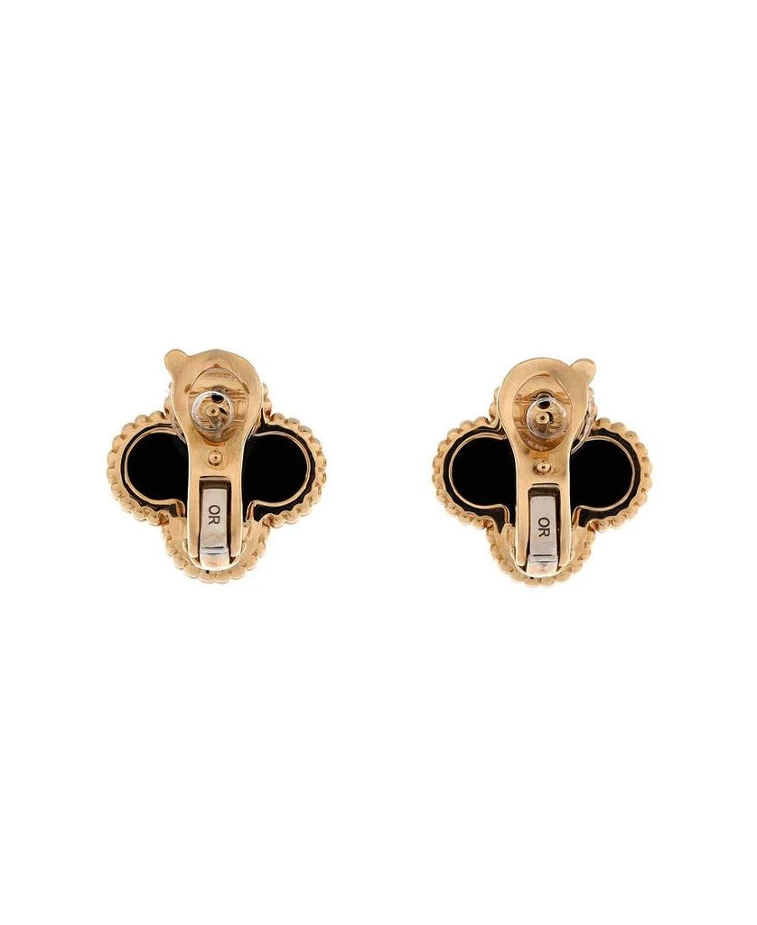 Pre-Owned Van Cleef 
Arpels Vintage Alhambra Earrings 18K Gold and Onyx 2