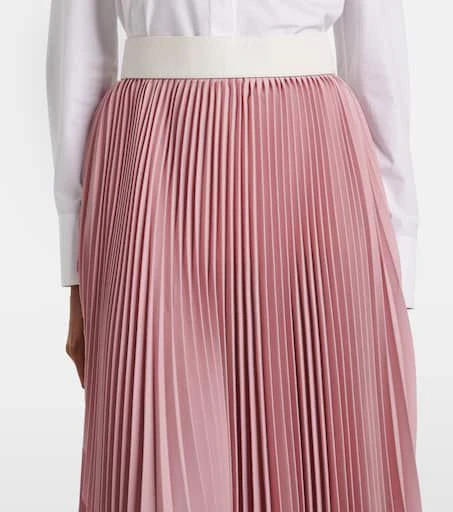 Stella McCartney Leather-trimmed plissé maxi skirt 4