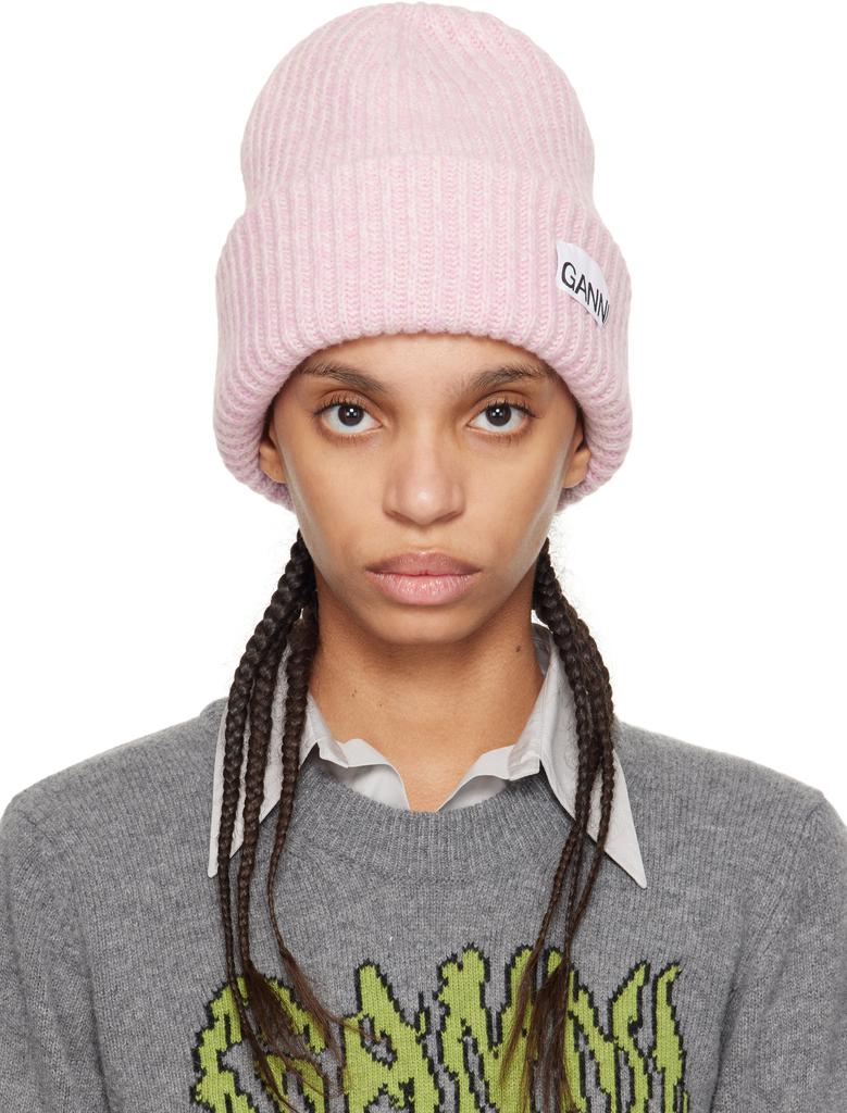 Pink Oversized Wool Rib Knit Beanie – On Sale Now with Up to 53