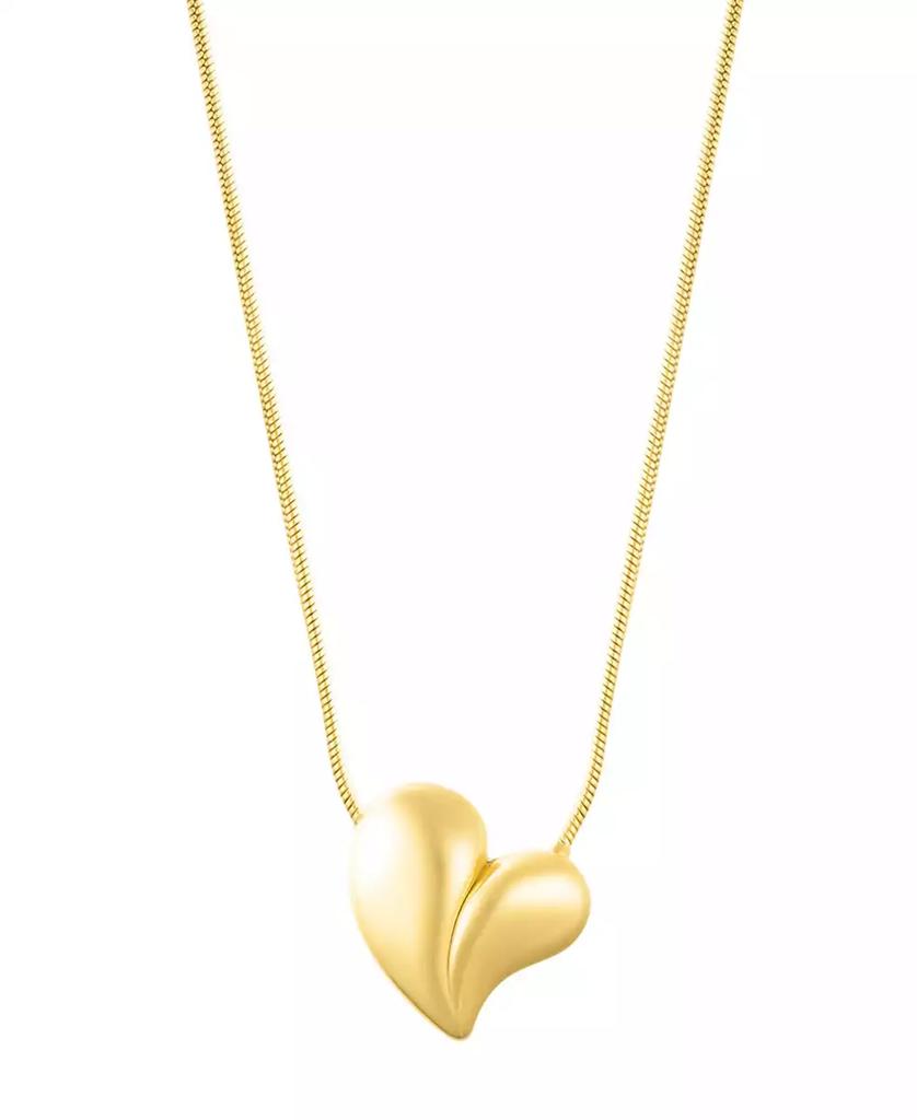 ADORNIA Gold Tarnish Resistant Adjustable Oversized Puffy Heart Necklace