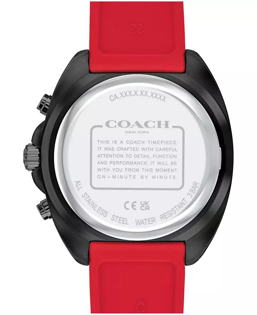 Coach Men's Charter Red Silicone Strap Watch 44.5mm 3