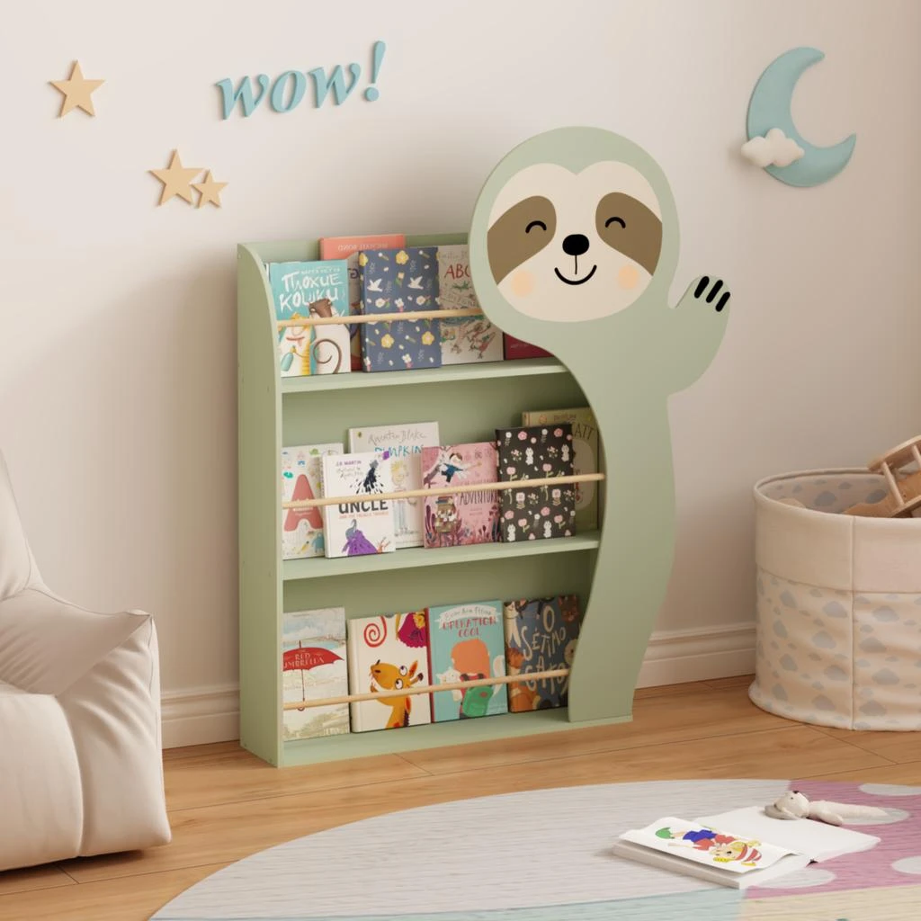Streamdale Furniture Streamdale Sloth Bookshelf for Kids: 3-Tier Toddler Book Display Rack 5