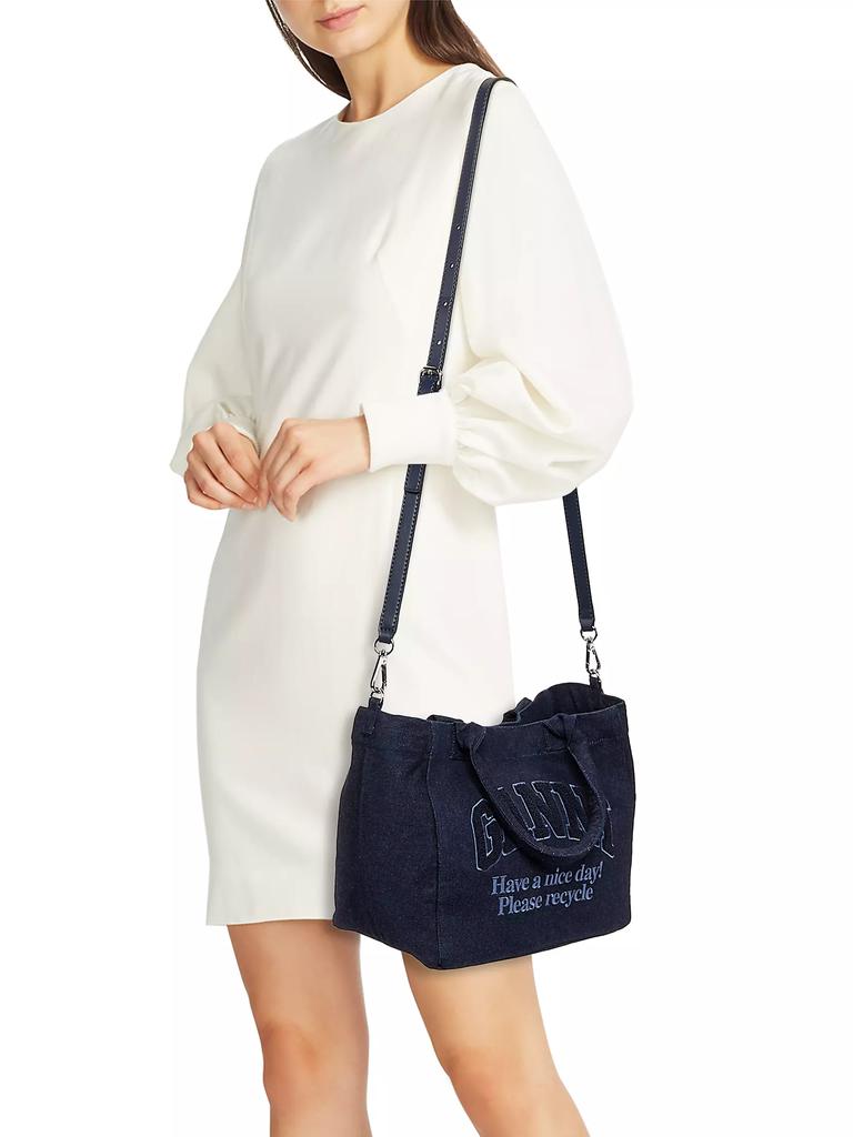 Ganni Small Easy Denim Shopper Tote Bag