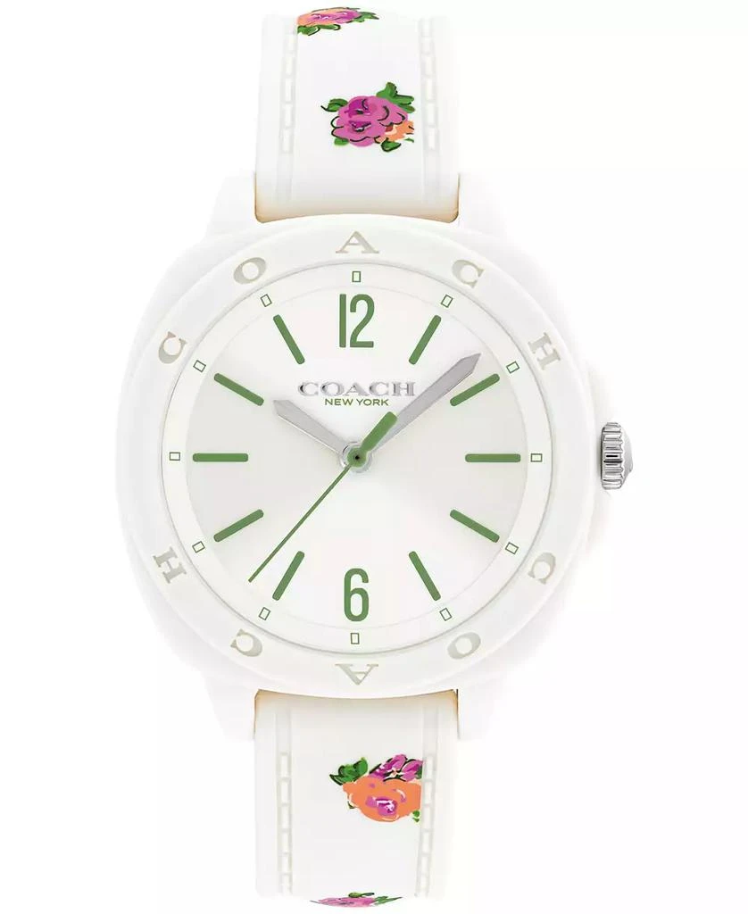 Coach Women
s Kitt Chalk Silicone Strap Watch, 35.4mm