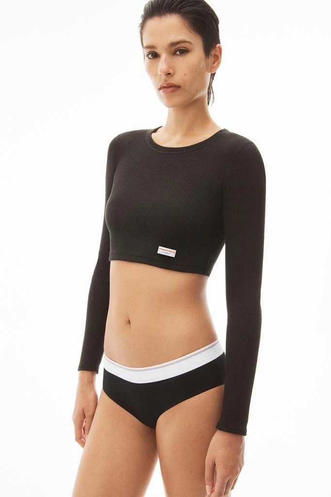 Alexander Wang Cropped Long-Sleeve Tee in Ribbed Cotton Jersey 3