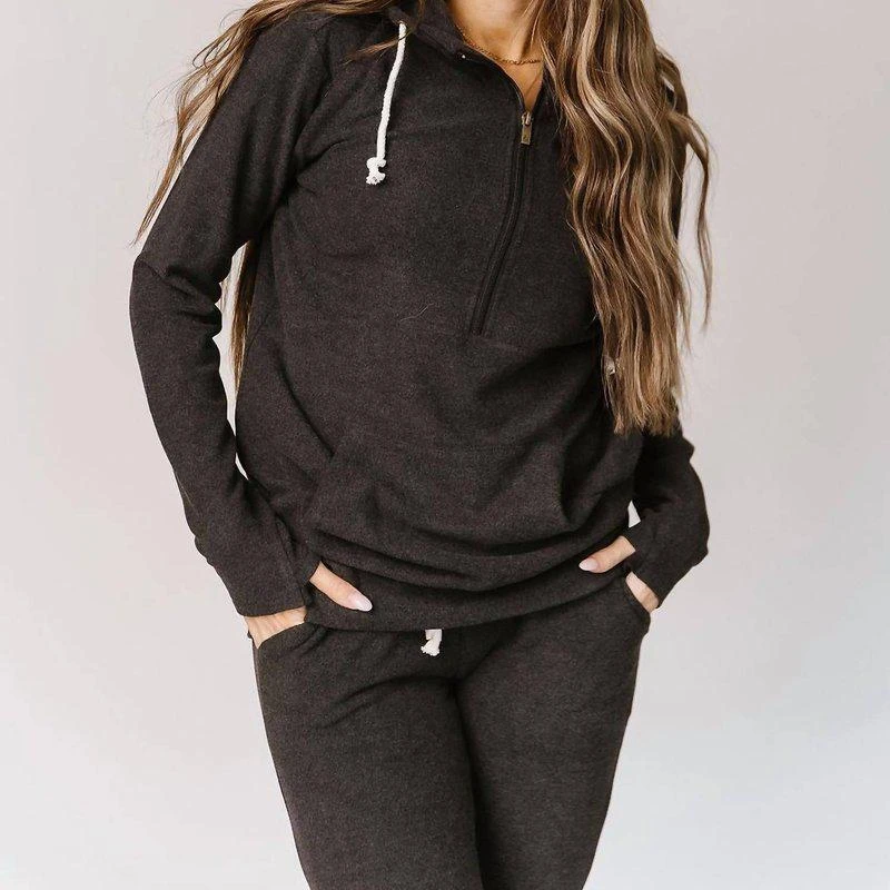 AMPERSAND AVE Performance Fleece Halfzip Sweatshirt In Stone 1