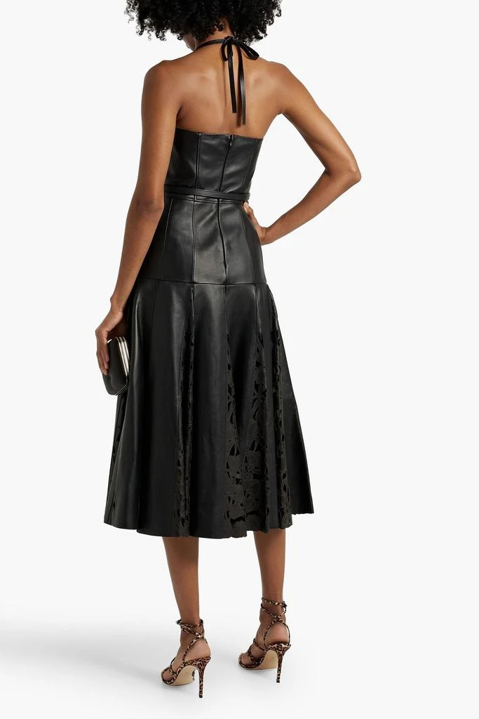 Oscar de la Renta Laser-cut leather halterneck midi dress 3