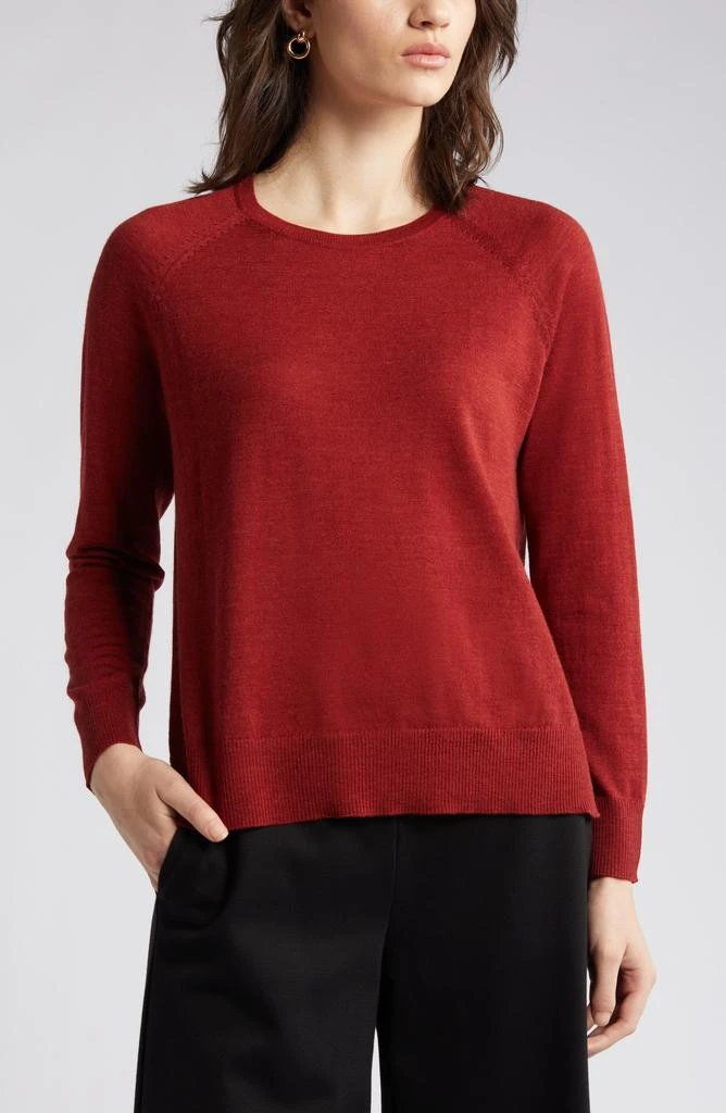 Eileen Fisher Raglan Sleeve Merino Wool Pullover 8