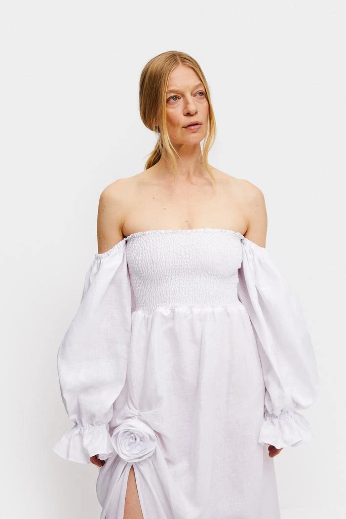 chinese dress ladies Atlanta Linen Dress with Rose Detail in Roses – Sleeper
