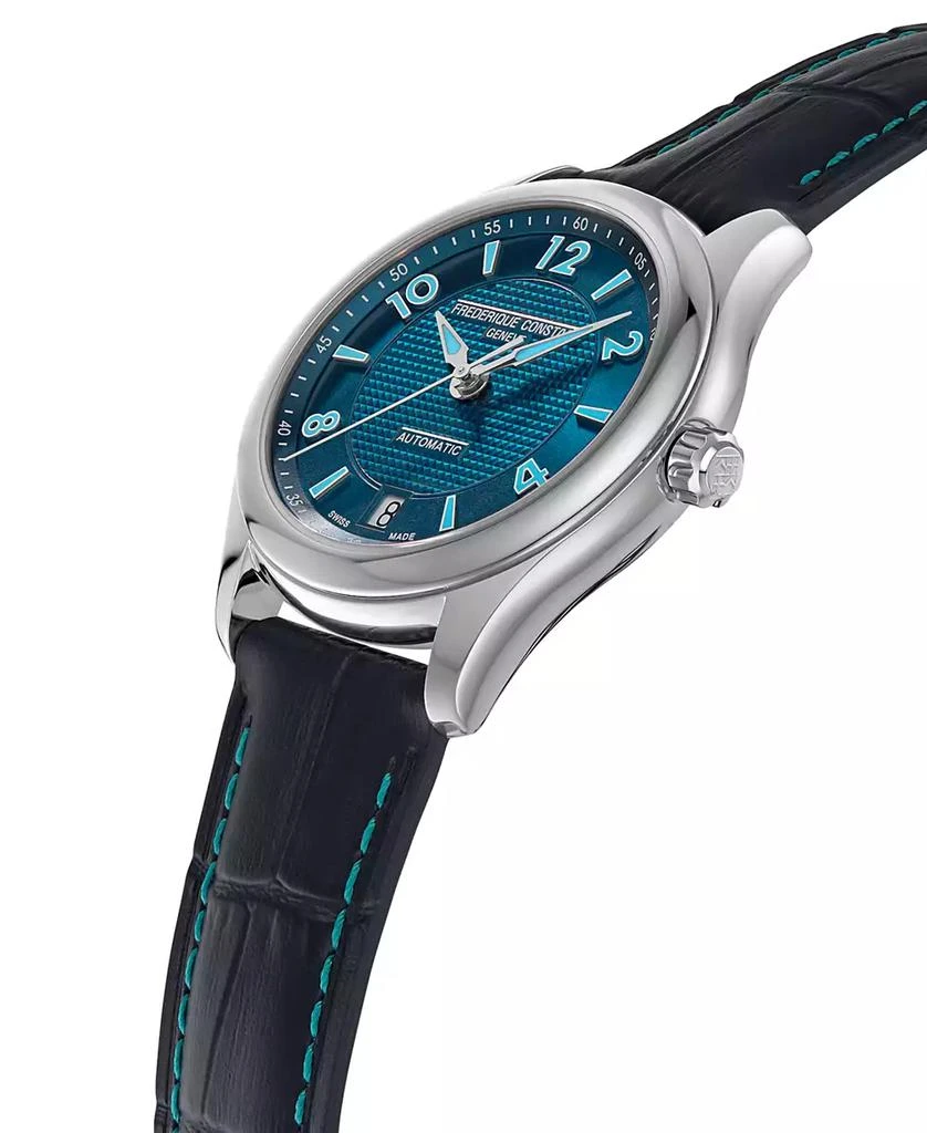 Frederique Constant Women's Swiss Automatic Runabout Blue Leather Strap Watch 36mm 2