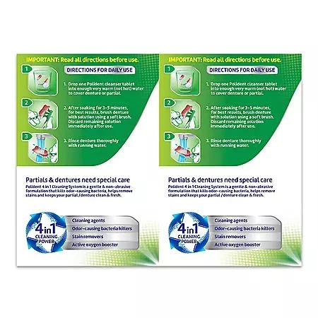 Polident Polident 3-Minute Triple-Mint Antibacterial Denture Cleanser, Effervescent Tablets, 120 ct., 2 pk. 2